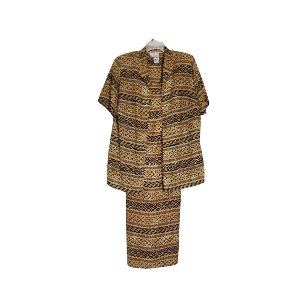 Dress-U-2 by Sharon, size 20, tan and black sleeveless dress & matching jacket